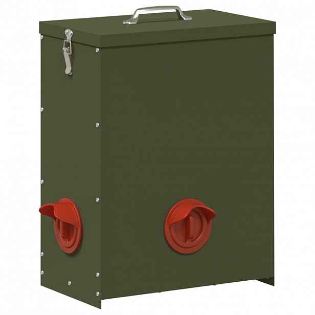vidaXL Krmítko pro slepice Olivově zelená 32,5 x 20,5 x 43 cm 25 kg