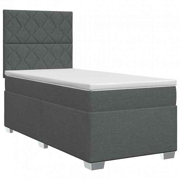 vidaXL Postel boxspring s matrací s čelo Tmavě šedá 80 x 200 cm Textil