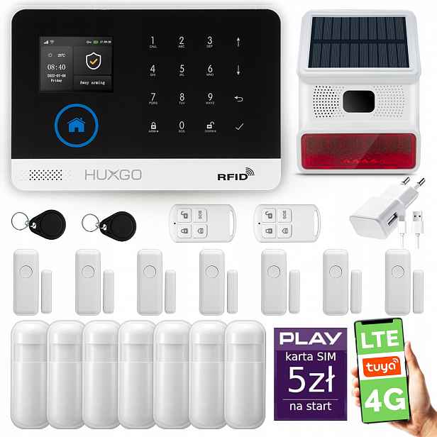 Bezdrátový alarm WiFi+ Gsm 4G, Tuya alarmová sada Huxgo HXA003 R7D7BS