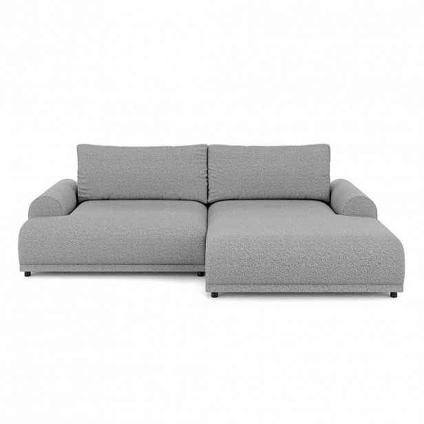 luma-home ROHOVÁ POHOVKA s funkcí rozkládání, úložný prostor, extra široký otoman vpravo, Š240/H145/V81 cm, potah s bouclé vzorem šedý / 21029