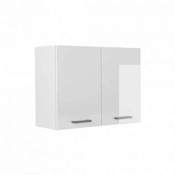 Vicco SKLENĚNÁ KUCHYŇSKÁ SKŘÍŇKA R-Line, Bílá vysoký lesk/Bílá, 80 cm
