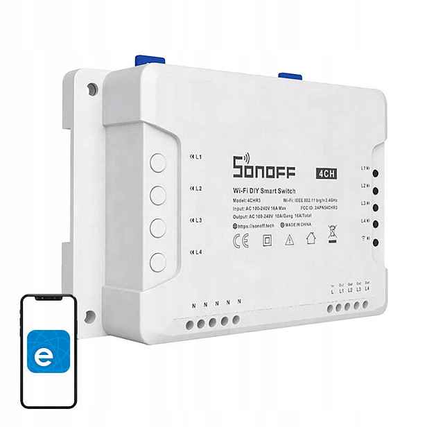Wi-Fi relé Sonoff 4CHR3 4-kanálový