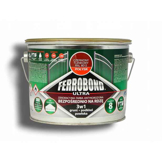Barva proti rzi 3v1 Ferrobond Červený Oxidový lesk 2,5 L