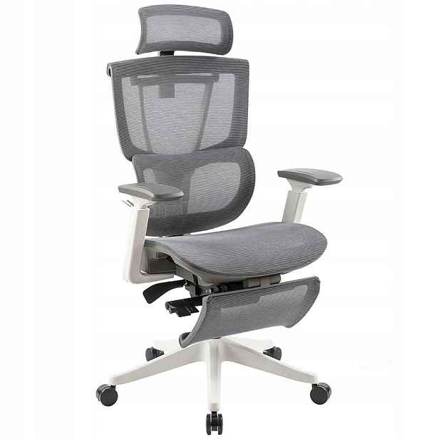 Ergonomické Kancelářské Křeslo S Bederní Opěrkou Prodyšná Síťovina Šedé
