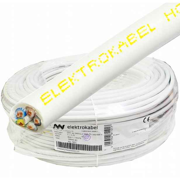 Kabel Owy 5x0,75 mm měděné lanko bílé Cu 100 m