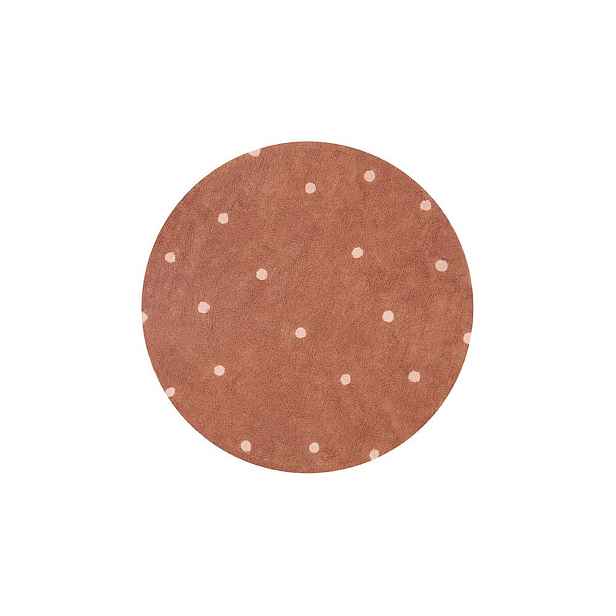 Pratelný ručně tkaný bavlněný dětský koberec v cihlové barvě ø140 cm Round Dot Chestnut – Lorena Canals