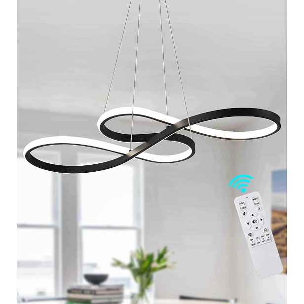 Stužitelná Závěsná Led Lampa Černá Loft Kuchyňská Dálkové Ovládání 52W 100CM