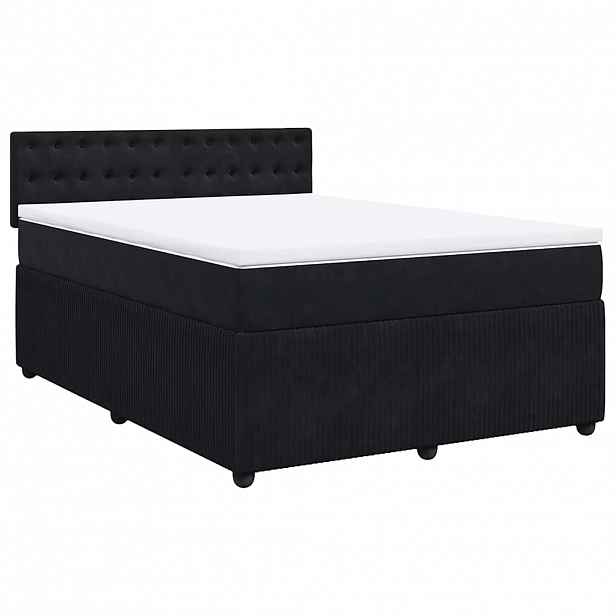 vidaXL Box spring postel s matrací černá 140x200 cm samet