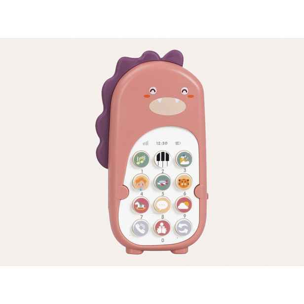 eliNeli Dětský telefon dinosaurus - růžový