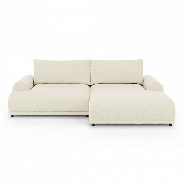 luma-home ROHOVÁ POHOVKA s funkcí rozkládání, extra širokým otomanem vpravo, Š240/H145/V81 cm, potah s bouclé vzorem v odstínu béžová-krémová / 21027