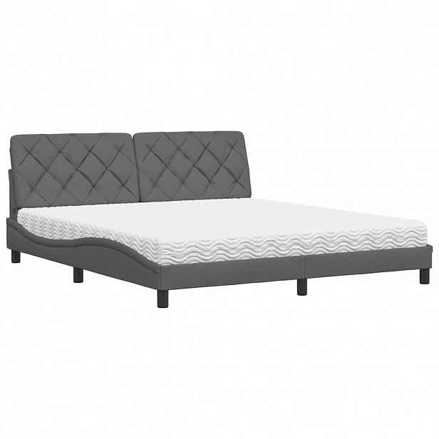 vidaXL Postel s matrací tmavě šedá 180 x 200 cm textil