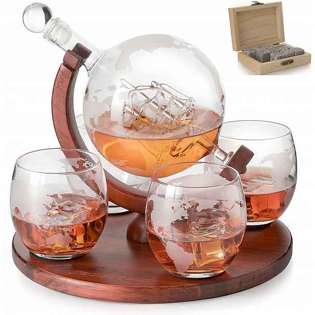 Sada na whisky Karafka Globus 4 Sklenice žulové kostky