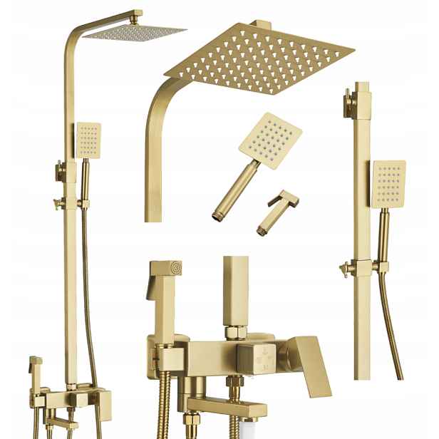 Sprchový Set S Dešťovou Sprchou Tryska Bidet Sprchová Hlavice Sprcha Zlatá
