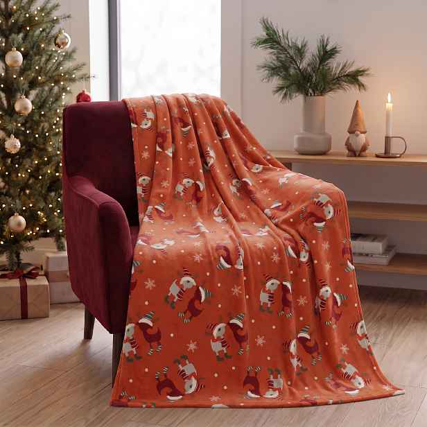 Dětská vánoční deka z mikrovlákna FESTIVE VIBES červená 130x170 cm
