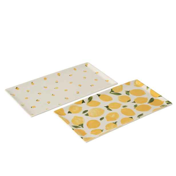 Sada 2 keramických táců s motivem citrónů Casa Limone - 31*17*1,5 cm J-Line by Jolipa