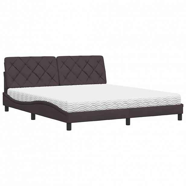 vidaXL Postel s matrací tmavě hnědá 180 x 200 cm textil