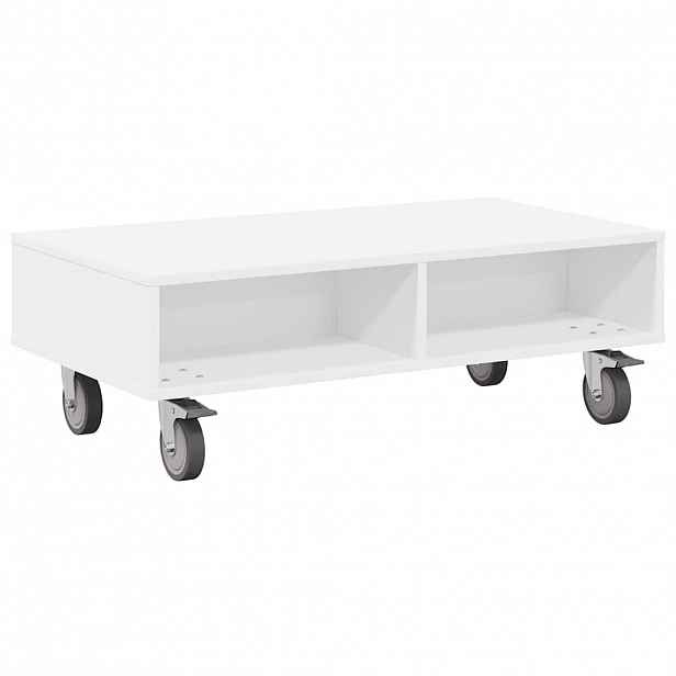 vidaXL Stolek s koly Bílá 90 x 50 x 30 cm Kompozitní dřevo