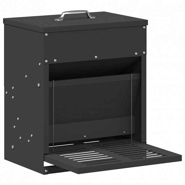 vidaXL Zásobník pro slepice s pedálem Černá 33 x 42 x 40 cm 10 kg