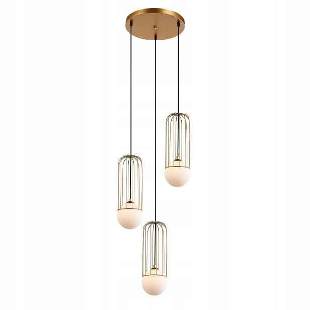 Závěsná Stropní Svítidlo Převis Zlatý Kov 3x25W G9 37cm Ocel Skleněná Italux