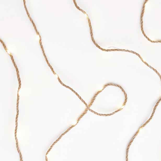 Butlers FARMHOUSE Venkovní světelný řetěz přírodní lano 100 světel