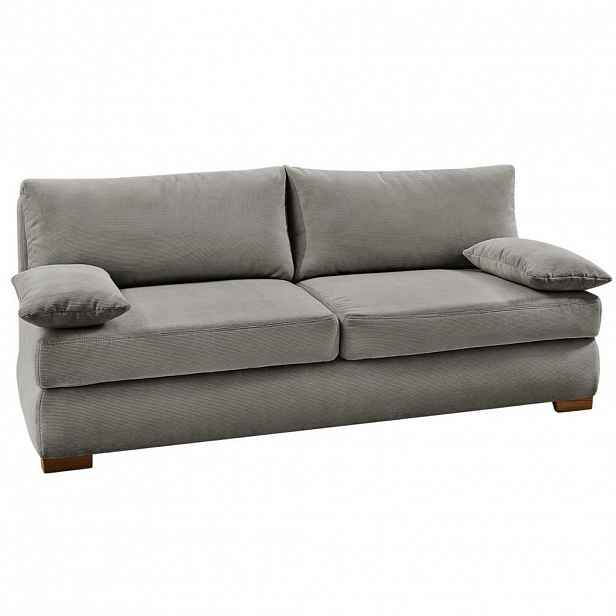 luma-home ROZKLÁDACÍ POHOVKA s pružinovým jádrem, topperem a úložným prostorem, Š201/H110/V88 cm, ležecká plocha 160×200 cm, jemný kord světle šedý /