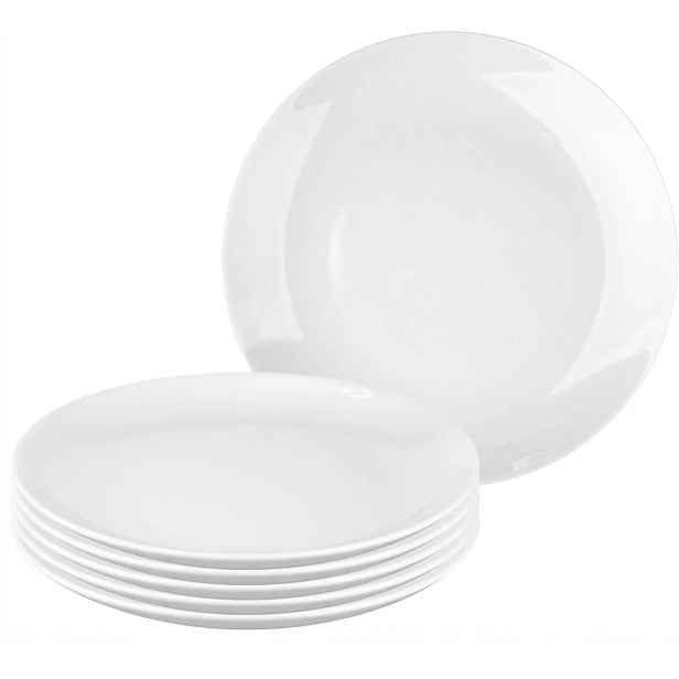 Talířky 20,5 cm Porcelánové dezertní talíře MariaPaula Moderna Bílá 6 Ks