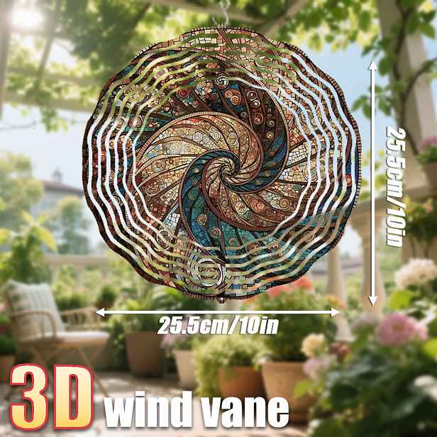 TEMU 3D 1ks "Spirálový , elegantní a složitý design" "25,5 cm/10 palců * 25,5 cm/10 palců s otočným hákem, 360° kreativní větrný otáčivý mechanismus"