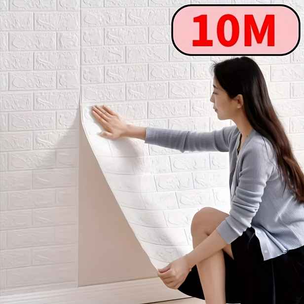 TEMU 50 cm x 10/20 m / Instantní samolepicí 3D pěnové tapety s texturou cihly - Snadno se čistí, do kuchyně, obývacího pokoje, koupelny, chodby,