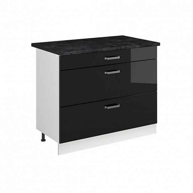 Vicco SPODNÍ SKŘÍŇKA KUCHYŇSKÉ LINKY R-Line, Černý vysoký lesk/Bílá, 100 cm pracovná doska antracitová