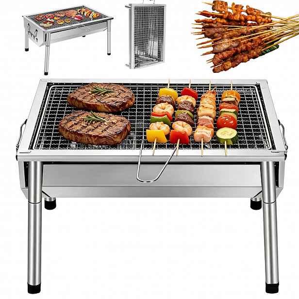 Zahradní Gril Na Uhlí Turistický Přenosný Skládací Kufr Bbq Příslušenství