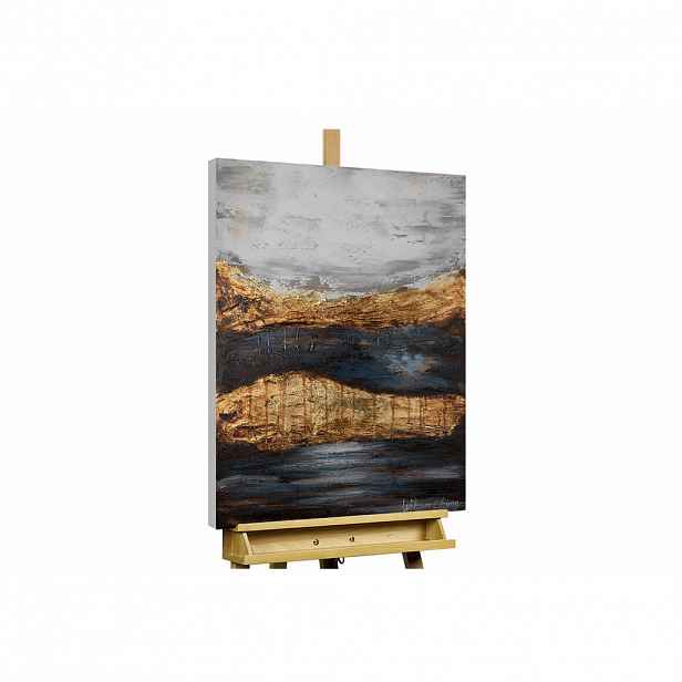 KUNSTLOFT RUČNĚ MALOVANÝ AKRYLOVÝ OBRAZ MODRÝ/ŠEDÝ, 60/90 CM