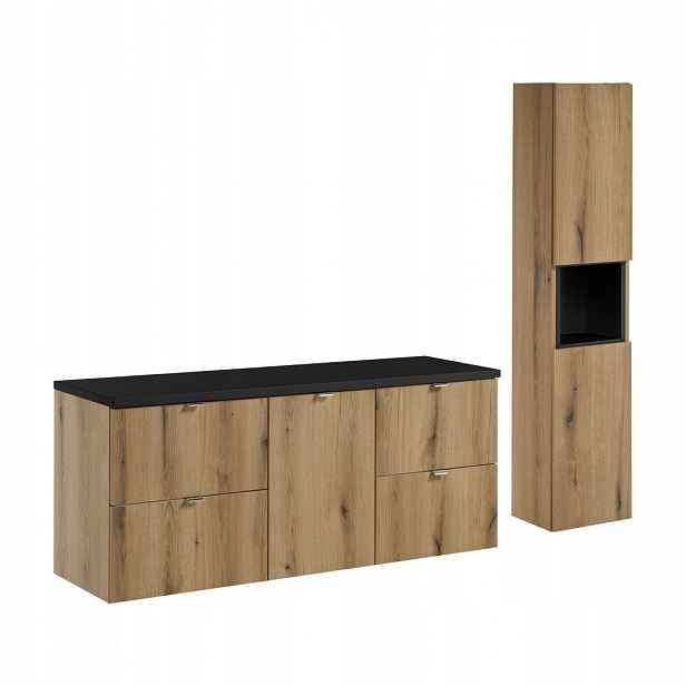 Zestaw meblowy Nova Oak, 140cm z blatem i szafką wysoką