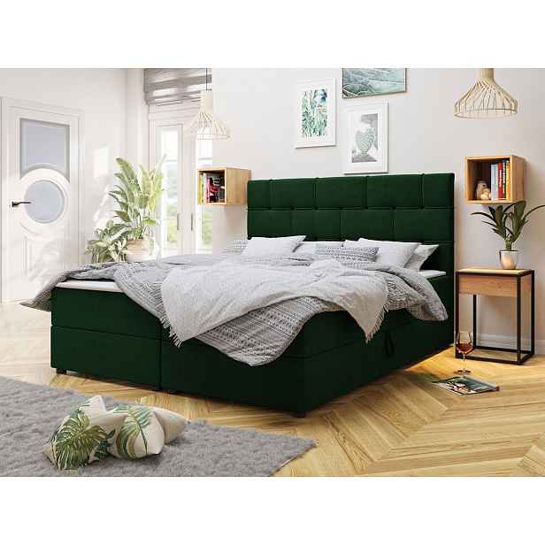 Moderní box spring postel Vateno 180x200, zelená Itaka HELCEL