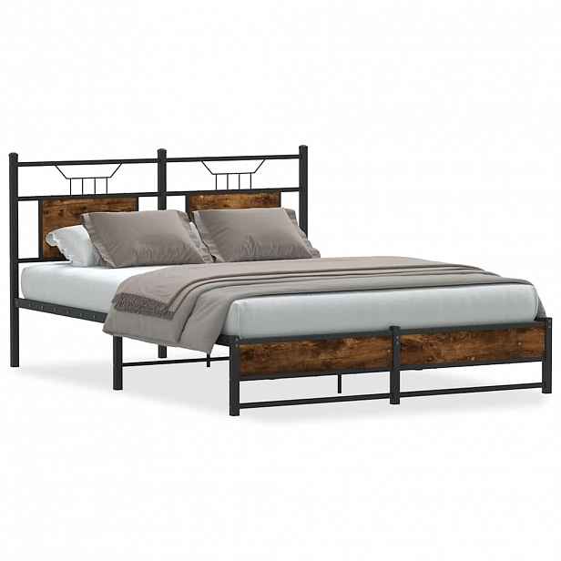 vidaXL Rám postele bez matrace kouřový dub 137x190 cm kompozitní dřevo