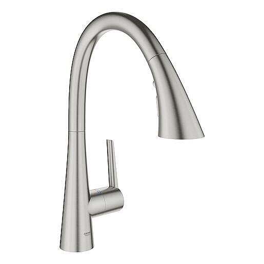 Dřezová baterie Grohe Zedra s vytahovací sprškou, 2 proudy supersteel 32294DC2