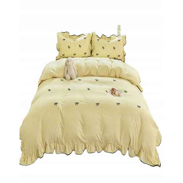 Shein Žlutý Povlak Na Přikrývku Polštáře Komplet Mašle 6CV S07__230X220