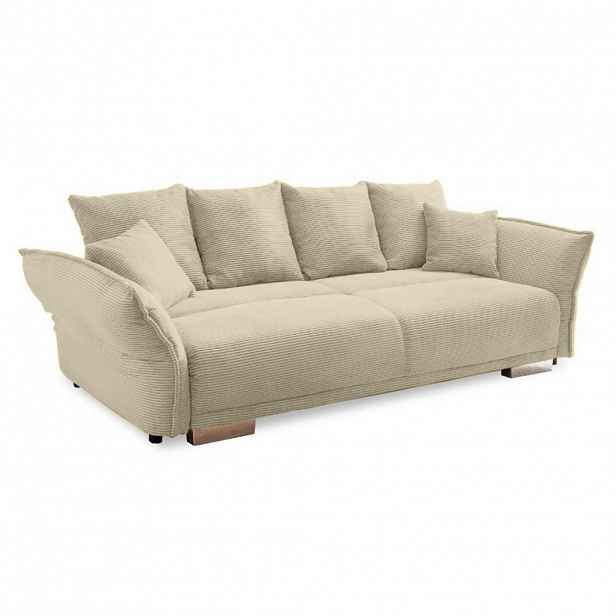 luma-home BIG-SOFA s rozkládací funkcí, úložným prostorem, pružinovým jádrem, 242 × 131 × 90 cm (Š×H×V), kordová látka v béžovo-šedé barvě / 17215