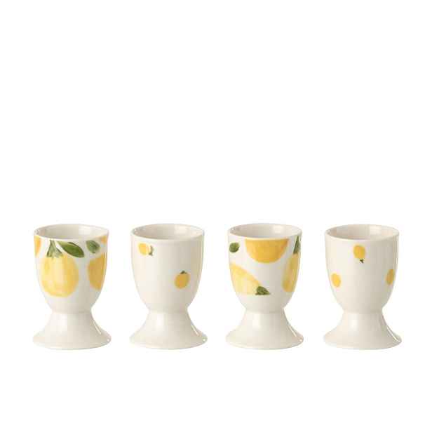 Sada 4 keramických kalíšků na vajíčka Casa Limone - Ø 5*7 cm J-Line by Jolipa