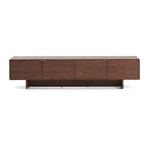 Tmavě hnědý TV stolek v dekoru ořechu 200x46x40 cm Norlen – Kave Home