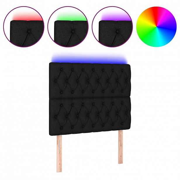 vidaXL Čelo postele s LED černé 100x7x118/128 cm textil