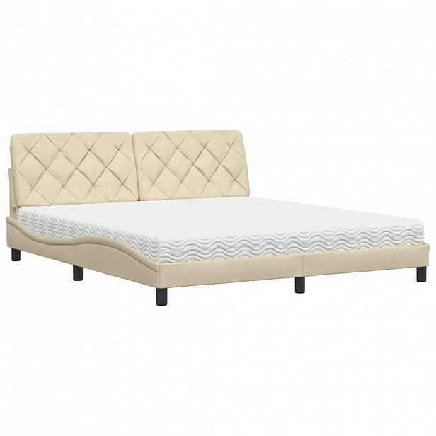 vidaXL Postel s matrací krémová 180 x 200 cm textil