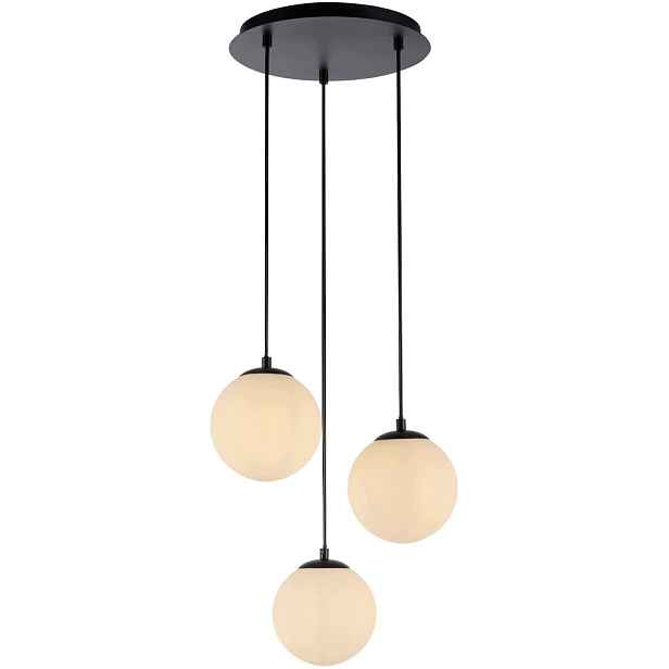 Závěsná lampa Otto Home Nellin E14 s velkými skleněnými koulemi, opálová, matná bílá