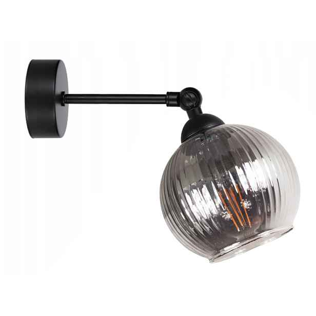 Nástěnné svítidlo černé Glass Rýhované Průhledné na kloubu loft led