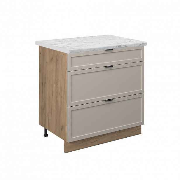 Vicco SPODNÍ SKŘÍŇKA KUCHYŇSKÉ LINKY Fame-Line GreyBeige 80 cm se 3 zásuvkami, PD Mramor