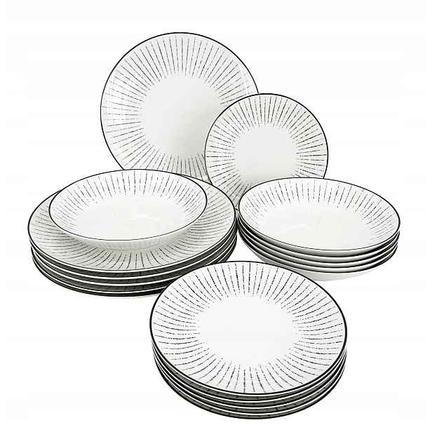 18dílná sada porcelánových talířů Linea Dash