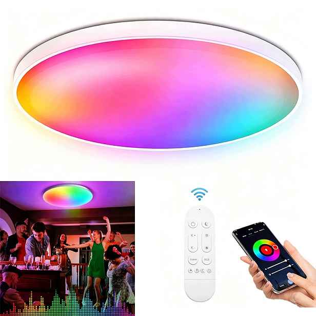 Lampa Stropní Svítidlo Led Rgb Bílá Cct 2700K-6500K Wifi Tuya Dálkový Ovladač Rf Aplikace