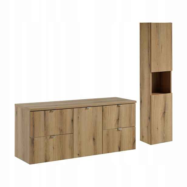 Zestaw meblowy Nova Oak, 140cm z blatem i szafką wysoką