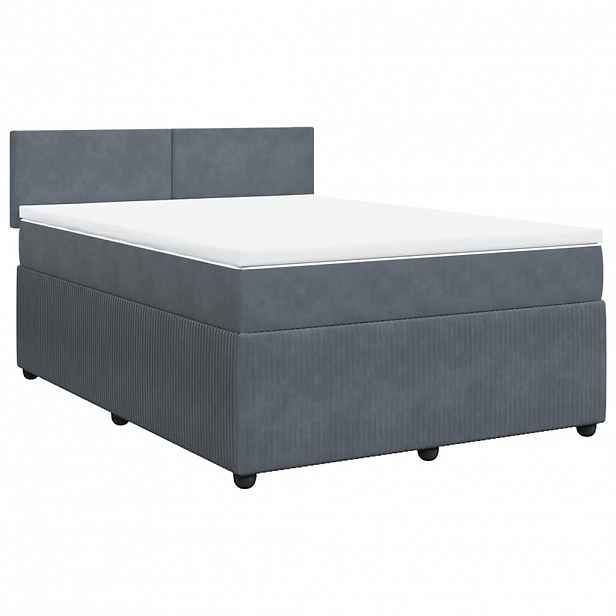 vidaXL Box spring postel s matrací tmavě šedá 160x200 cm samet