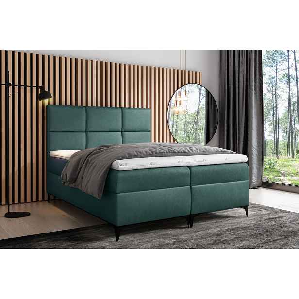 Designové čalouněné jednolůžko Fiza s úložným prostorem zelená 120 x 200 + topper zdarma