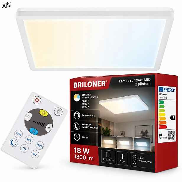 Stropní Svítidlo Led stropní svítidlo panel čtvercový 18W 2400lm Cct dálkový ovladač stmívatelné